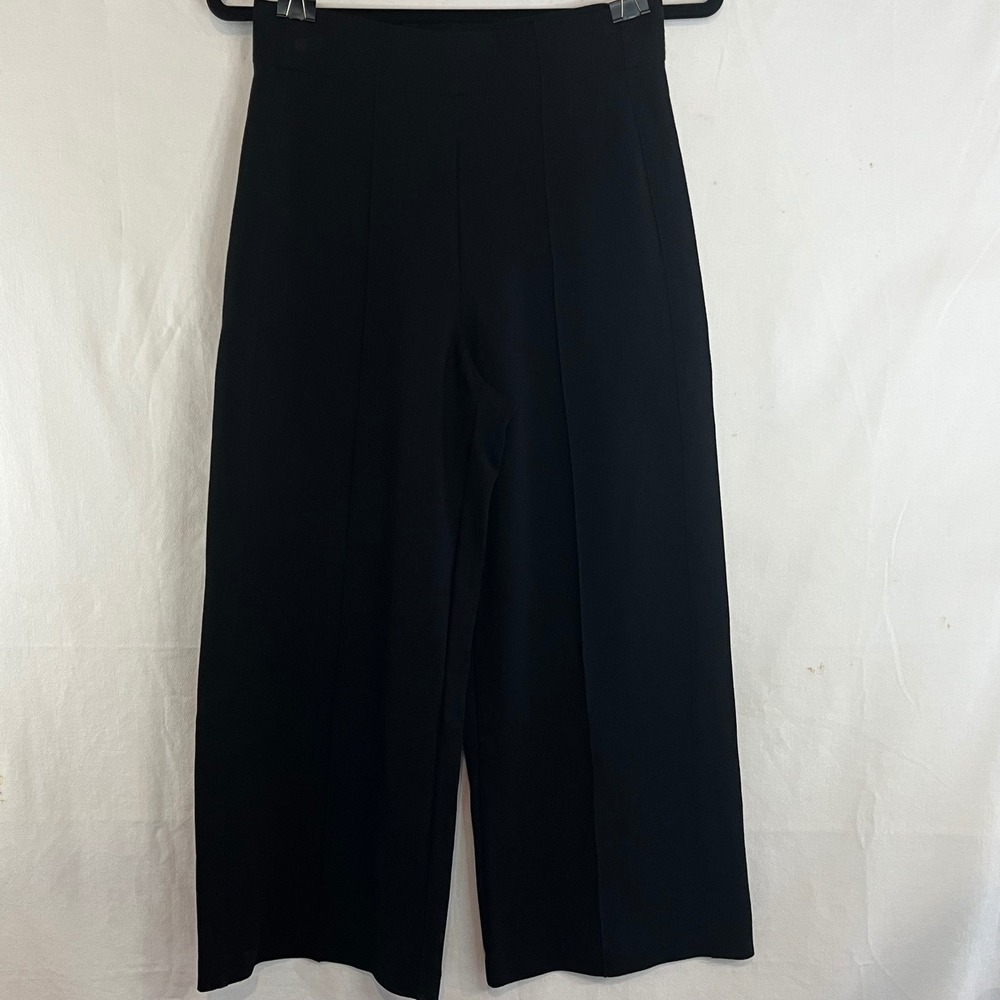 Jones New York Black Pull On Flare Leg Trousers High Rise Seam Front Small
